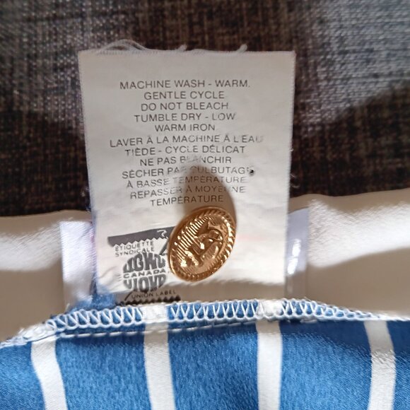 Vintage Nautical Stripe Secretary Dress Gold Anchor Buttons Belted 1970s - Picture 8 of 9